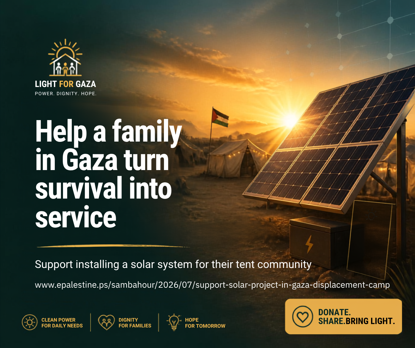 Support Solar Project in Gaza Displacement Camp