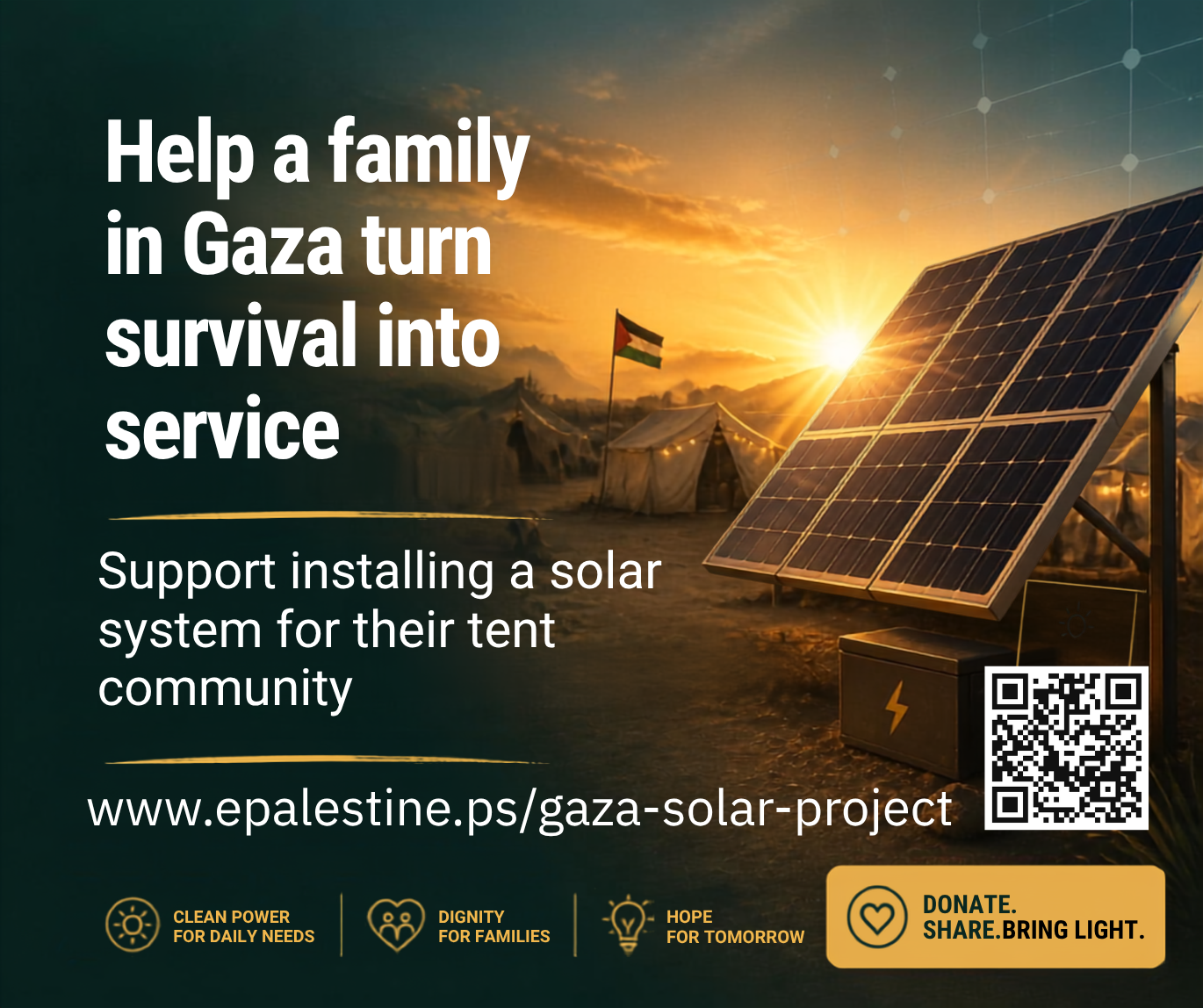 Support Solar Project in Gaza Displacement Camp